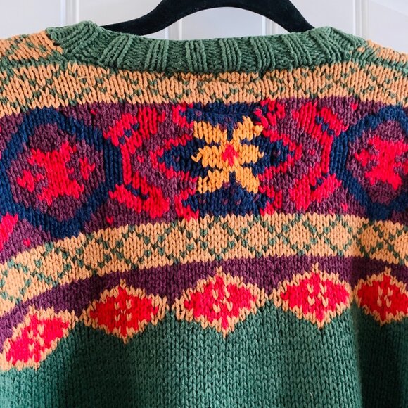 Tommy Hilfiger Mens Vintage 90s Paisley Geometric Floral Chunky Knit Sweater - Picture 8 of 14